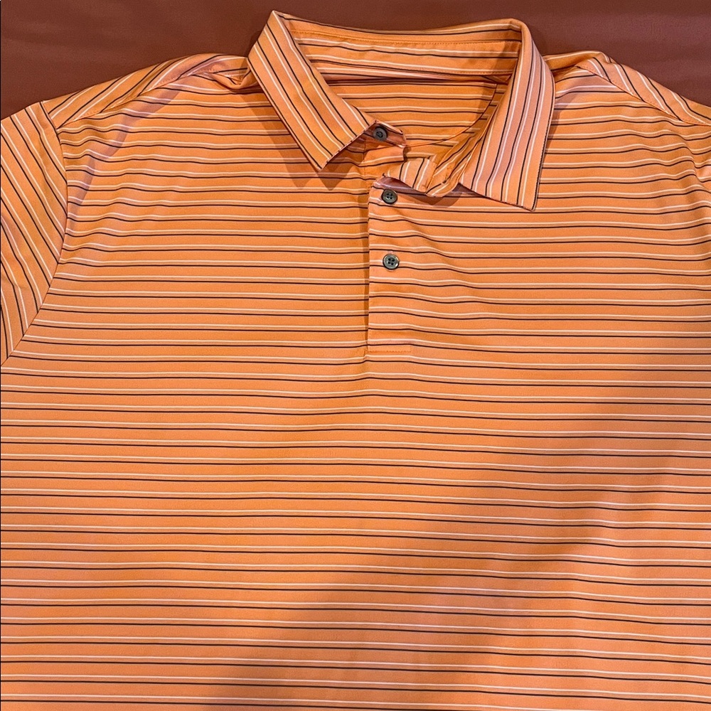 Roundtree & Yorke Orange and White Striped Polo Shirt